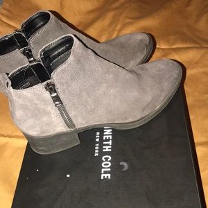 Gray suede Kenneth Cole ankle boots